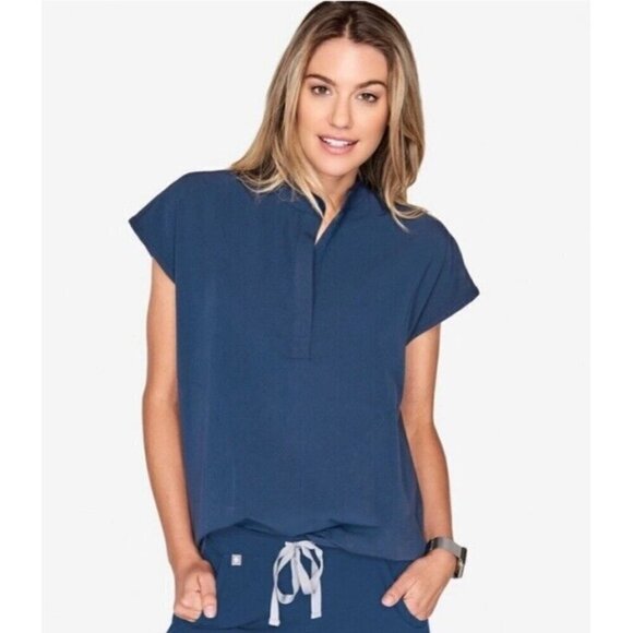 Figs Woman's Sz XXL Rafaela Sleeveless Scrub Top in Dark Harbor Blue - Picture 1 of 9